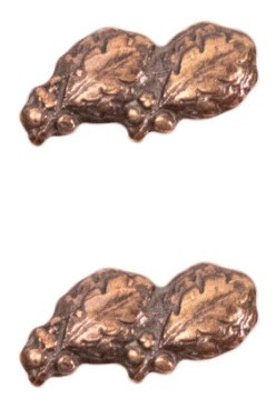 Ribbon Attachment 5/16” Two Oak Leaf Bronze Cluster - pair   