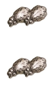Ribbon Attachment 5/16” Two Oak Leaf Silver Cluster - pair   