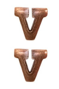 Ribbon Attachment Letter  V - 1/4” - bronze - pair