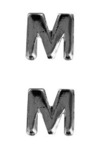 Ribbon Attachment Letter M -  silver - pair