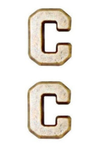Ribbon Attachment Letter C - 1/4” - gold - pair