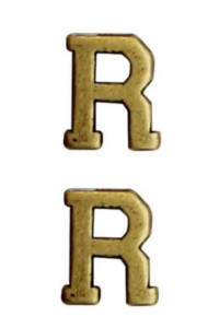 Ribbon Attachment Letter R - 1/4” - gold - pair