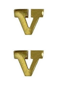 Ribbon Attachment Letter V - 1/4” - gold - pair