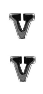Miniature Medal Attachment Letter V – silver – pair