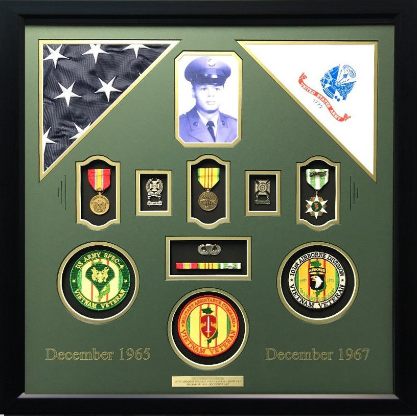 Double Flag Vietnam Veteran Shadow Box Display