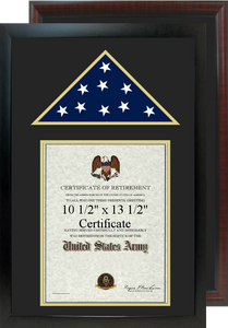 16" x 24" Retirement Certificate Frame w/ Top Flag Shadow Box