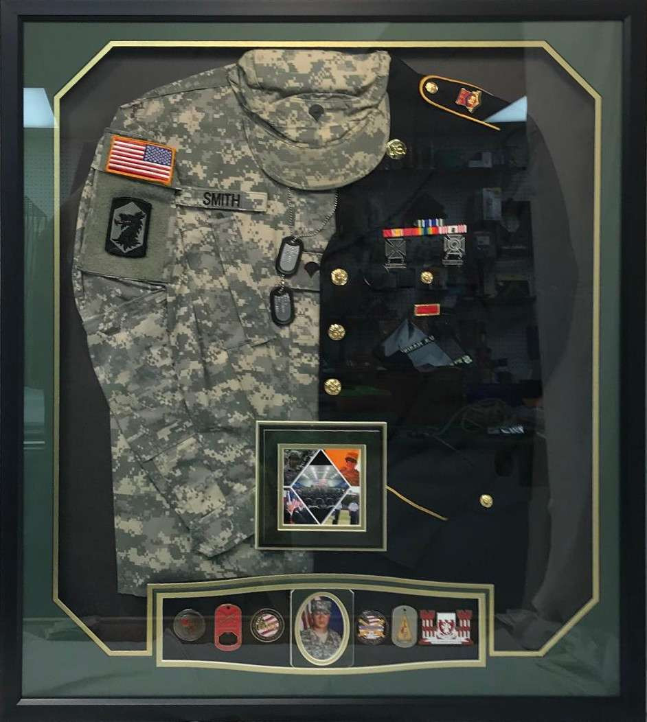 US Army Split Jacket Shadow Box Display