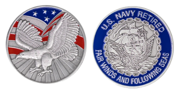 Navy Coin: 1-3/4" U.S. Navy Retired