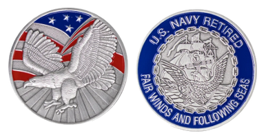 Navy Coin: 1-3/4" U.S. Navy Retired