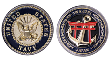 Navy 1.75" Coin: Iwakuni Japan Torri Gate with Anchor