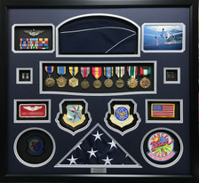 USAF Pilot Shadow Box Display with Dress Hat