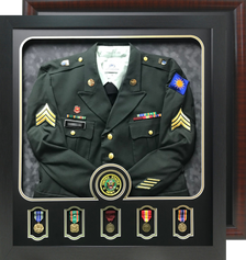 29" x 32" Uniform Shadow Box with Individual Medal Windows and Branch Seal Window