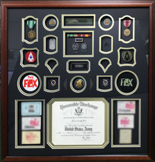 Army Infantry Shadow Box Display w/ Retirement Certificate