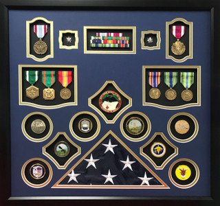 US Navy Flag and Coins Shadow Box Frame