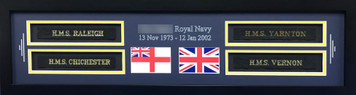 Royal Navy Cap Tallies Shadow Box Display Frame