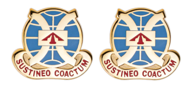Army crest - 916th Support Brigade Motto - Sustineo Coactum