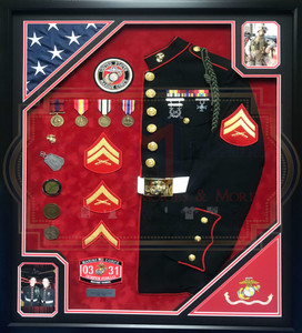 U.S.M.C. Machine Gunner Uniform Shadow Box Display Frame