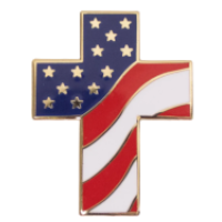 Lapel Pin - Cross with Flag Design