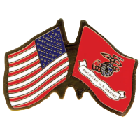 Lapel Pin - Crossed Flags - United States and Marine Corps