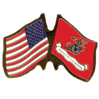 Lapel Pin - Crossed Flags - United States and Marine Corps