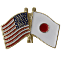 Lapel Pin - Crossed Flags - United States and Japan
