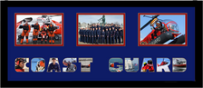 10" x 24" United States Coast Guard Triple Photo Frame w/ Photo Font