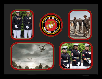 11" x 14" United States Marine Corps 4 Photo Collage w/ Seal-Horizontal