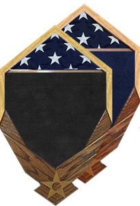 US Flag over Air Force Logo Shadow Box w/ Flag Window