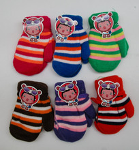 MITTENS KNIT INFANT ASSORTED COLORS W STRING