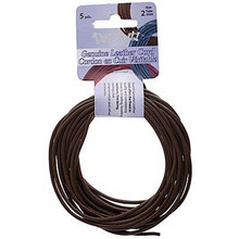 LEATHER CORD BROWN ROUND 2mm 5yds DAZZLE-IT