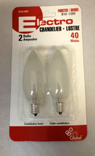ELECTRO 2 PK BULBS CANDELABRA BASE FROSTED 40 WATTS