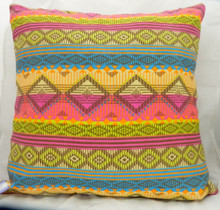 PILLOW COVER 17 X 17 PINK/TURQUOISE W ZIPPER