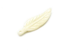PENDANT BONE FEATHER 1.5" IVORY CARVED