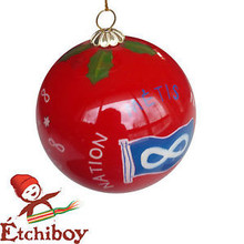 CHRISTMAS BALL METIS RED GLASS W VELVET BOX