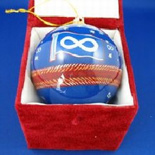 CHRISTMAS BALL METIS BLUE GLASS W VELVET BOX