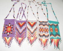 BEADED POUCH CASE W/FRINGE  7x4 ASSORTED DESIGNS