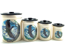 CERAMIC CROCKERY CANISTER SET 4PIECES WITH LID DESIGN "EAGLE"