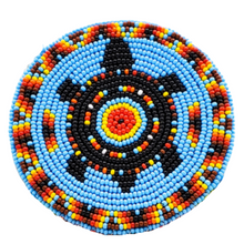 BEADED MEDALLION 4" LEATHER BACK-ASSORTED COLORS