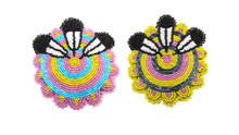 BEADED BARRETTE ROSETTE FEATHERS W/CLIP -ASSORTED COLORS