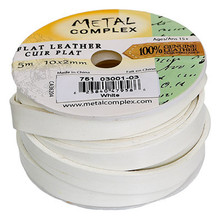 FLAT LEATHER 10 X 2mm WHITE 5m SPOOL