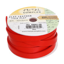 FLAT LEATHER 10 X 2mm RED 5m SPOOL