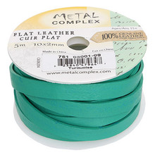 FLAT LEATHER 10 X 2mm TURQUOISE 5m SPOOL