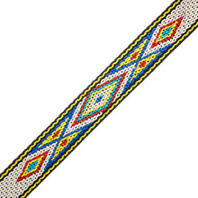 TRIMS WHT BLU YELLOW 5ft WOVEN BRAID HITCHED