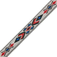 TRIMS WHITE BLUE RED 5ft WOVEN BRAID HITCHED