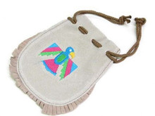EMBROIDERED WILD LIFE POUCH W FRINGE 5.5"