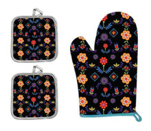 OVEN MITT 3PC NATIVE FLORAL