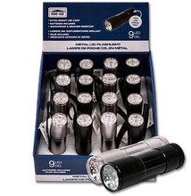 FLASHLIGHT LED METAL 9 LED 3.25"