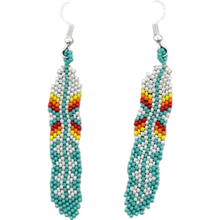 BEADED EARRINGS FEATHER ASST COLORS