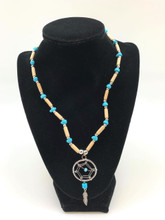 NECKLACE W DREAMCATCHER FEATHER TURQUOISE