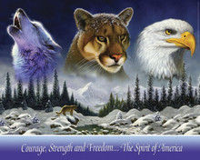POSTER PRINT "COURAGE, STRENGTH & FREEDOM" 16" X 20" LEANIN TREE